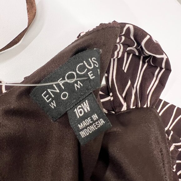 New En Focus Women’s Sleevless‎ Dress Size 16W Brown/White - Picture 5 of 6